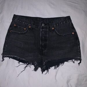 Levi’s black distressed denim shorts